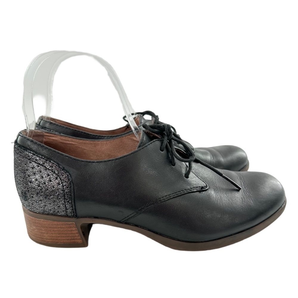 Dansko womens flats size 37 6.5-7 black leather lace up oxfords academia preppy